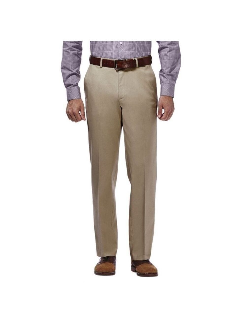 Haggar Men's Classic Fit Khaki Cotton Tan Chinos Dress Pants 36Wx 30L